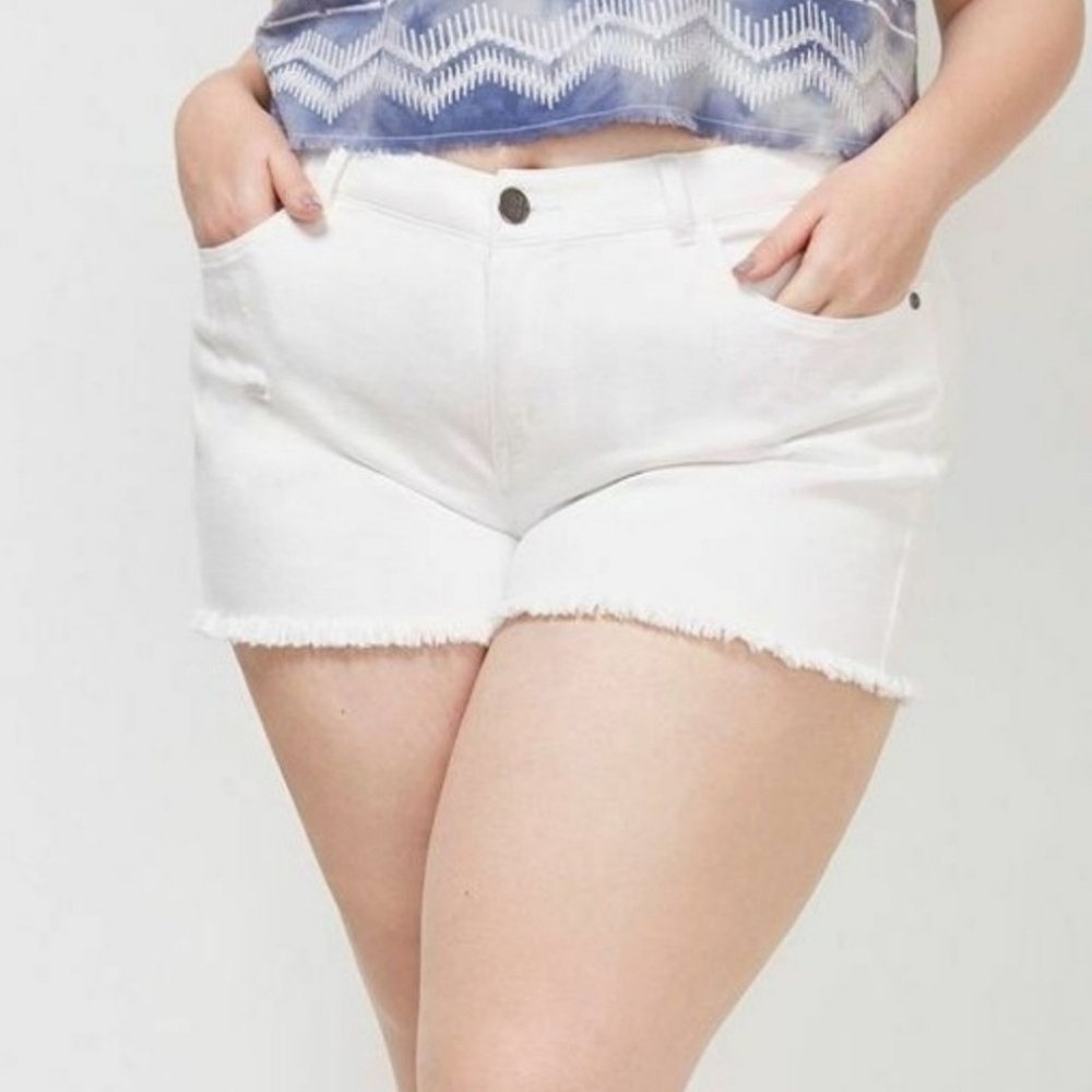 Lane Bryant White Lightly Distressed Weekend Shorts 24